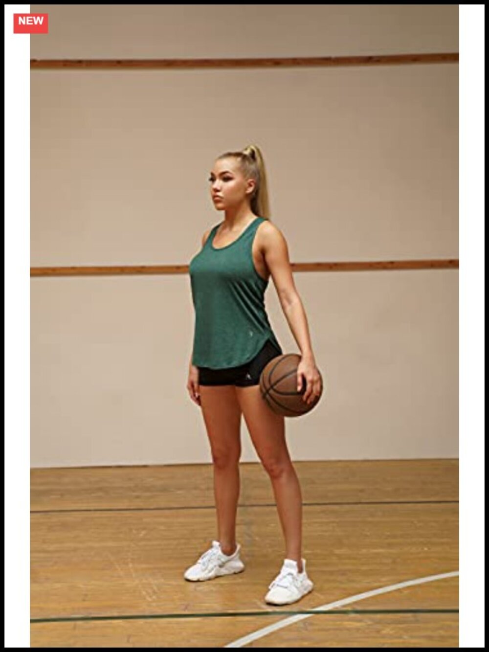 Curved Hem Racerback Workout Tank Top - Picture 2 of 6